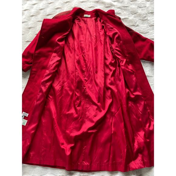 🔥Vintage 80s Fashion By Jill USA Wool Blend Leather shoulder Classic Overcoat - Picture 7 of 16